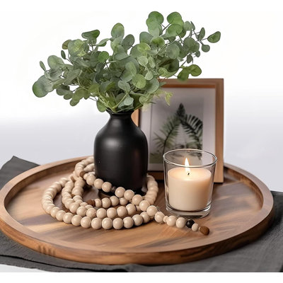 Petit plateau décoratif rond en bois 11,5 pouces pour la décoration intérieure, table basse, table de salle à manger, îlot de cuisine, comptoir de salle de bain