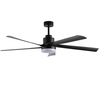 65 Inch Ceiling Fan With Light, 5-Blade Dimmable LED Ceiling Fan With Remote Control, Modern Quiet Design For Living Room And Bedroom (Silent/6-Speed/Reversible/DC Motor)
