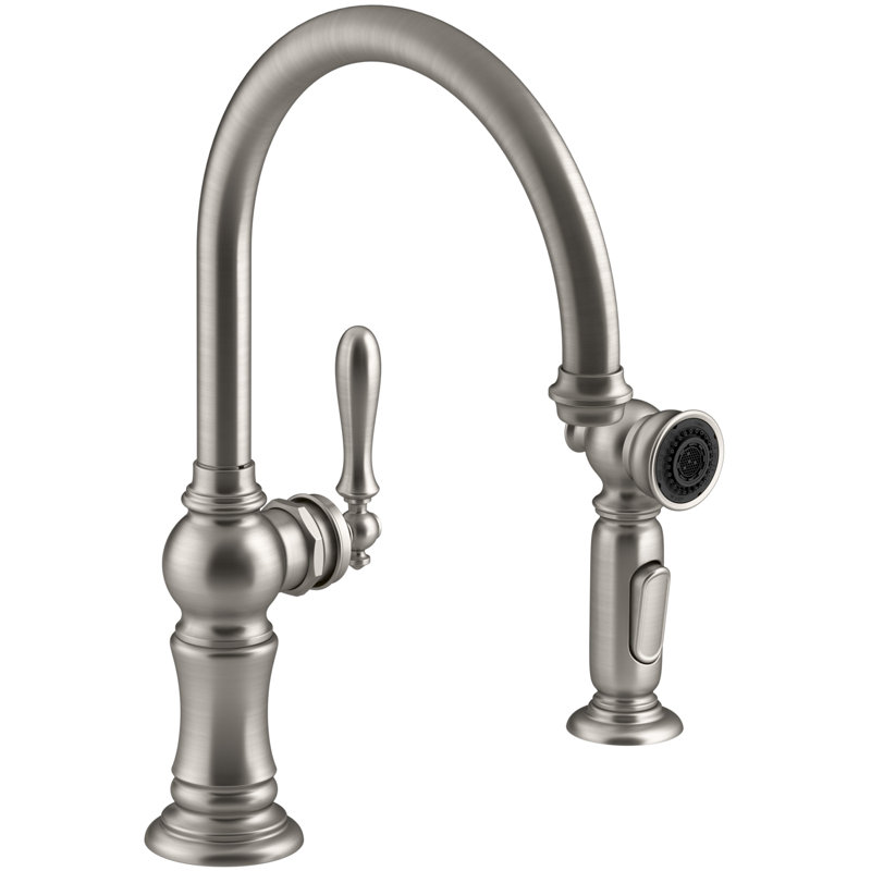 Artifacts Bar Faucet with Swing Spout and BerrySoft, MasterClean, and ProMotion, Vibrant Stainless