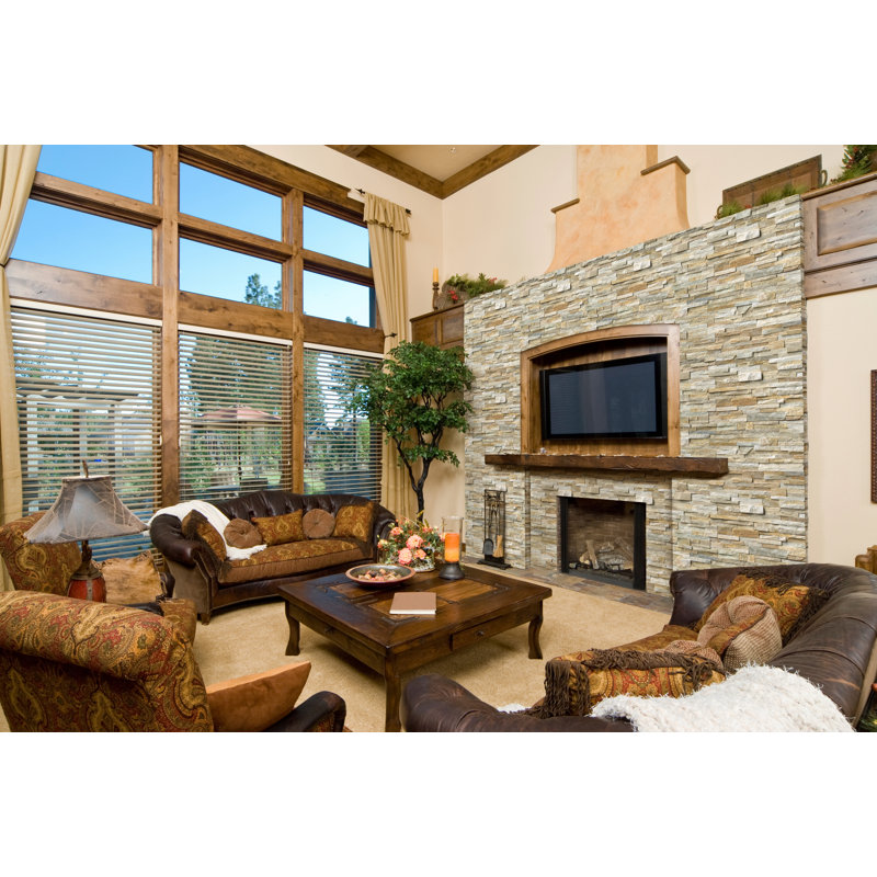 Stonecrest 6 in. x 24 in. Split Face Natural Stone Ledger Panel Wall Tile, Amber Cream