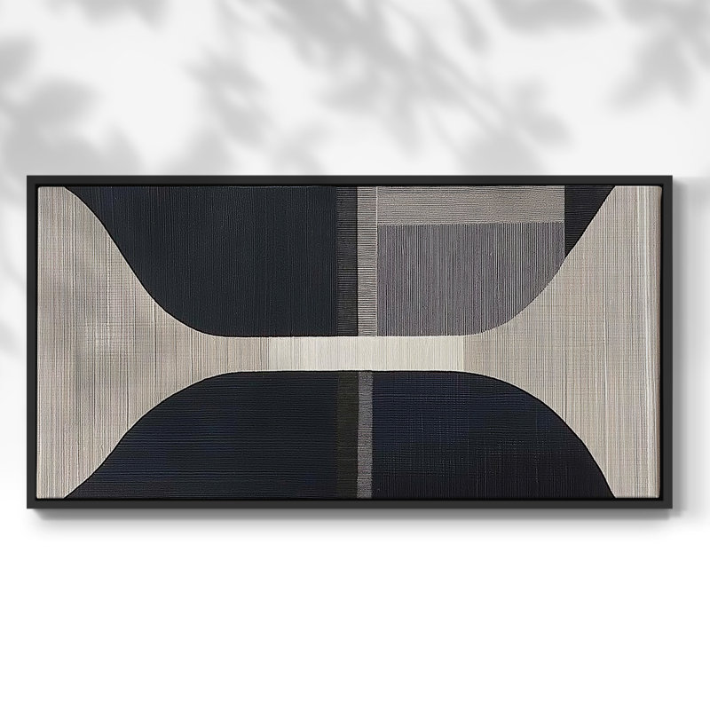 Série abstraite - DCLxxiv - Toile tendue avec châssis encadré - Prêt à être accroché, Noir, H 17 po x l 33 po