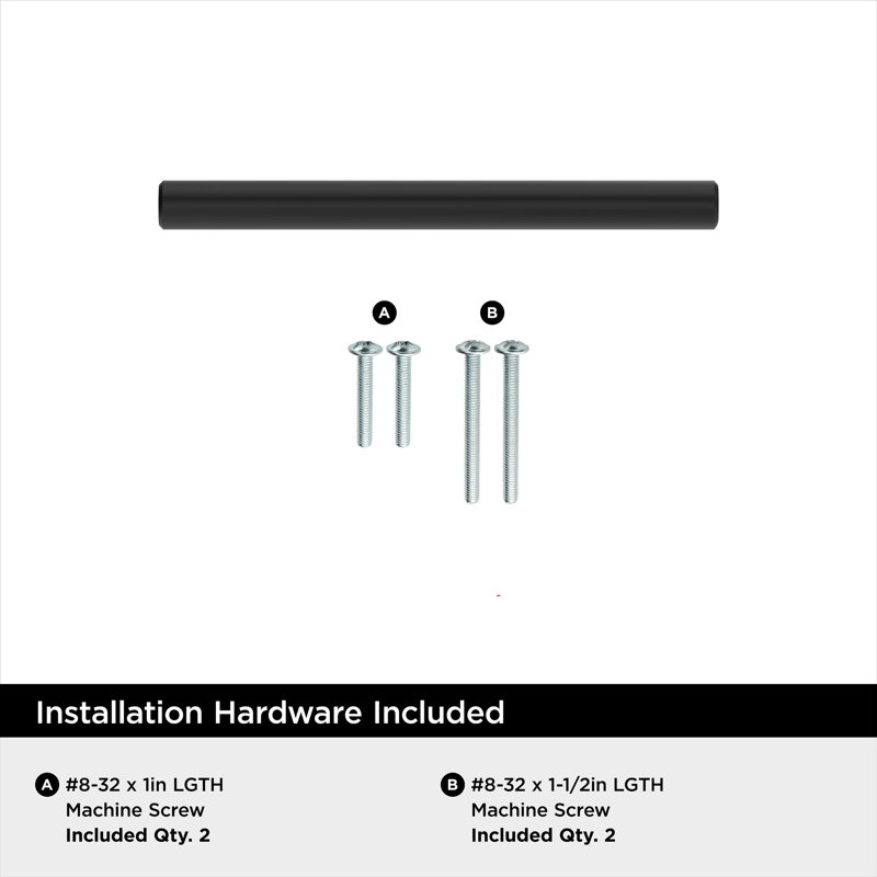 Poignée barre 3 po (76 mm) noir mat centre-à-centre - paquet de 25, 3", Noir mat