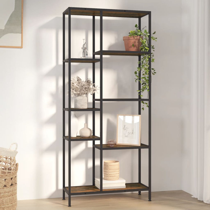 Oringas Bookcase, Dark Brown/Black, (8 Shelves) 71" H x 32" W x 12" D