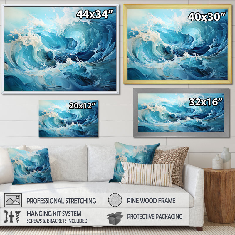Rhapsodie océanique - Décoration murale nautique et plage_105676, Toile tendue, H 16 po x l 32 po x P 1 po