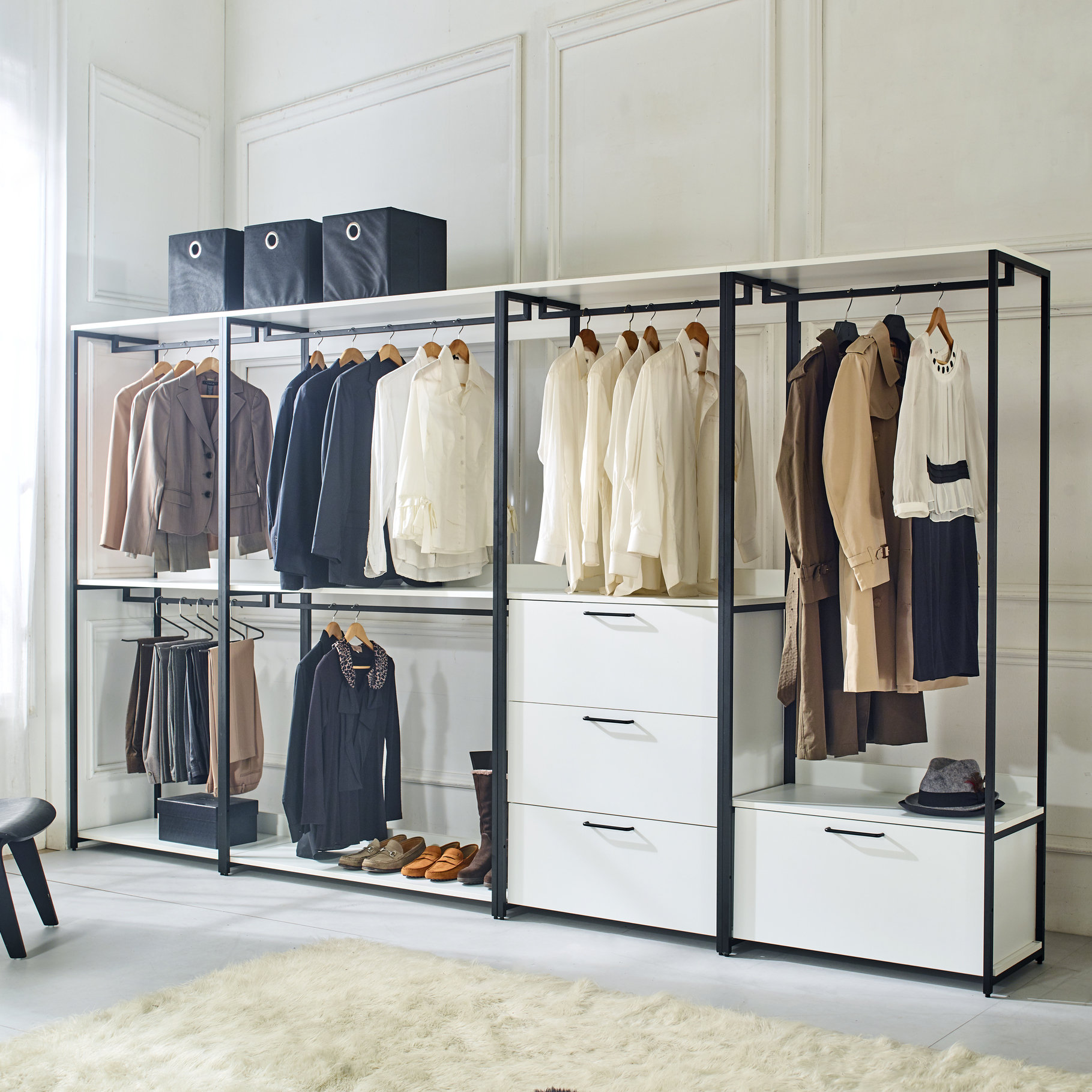 Latitude Run® White Closet With Metal Structure - Extra Deep Storage ...