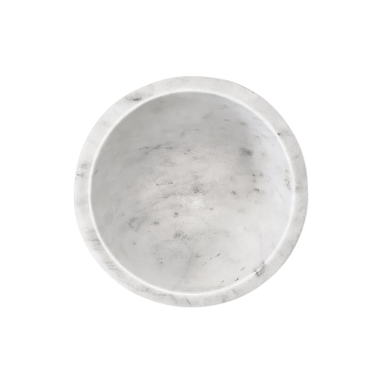 White Marble Decorative Bowl with Brass Stand