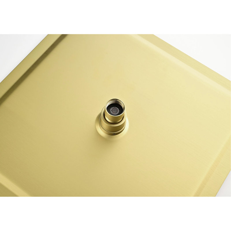 10 Inch Shower Head Bathroom - Luxury Rain Mixer Wall Mounted Brass Crafted Unclogged Showering Effortless Cleaning, Gold