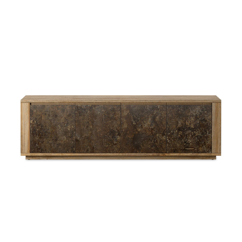 REDONDO Media Console, Burnt Bleached Oak Resawn