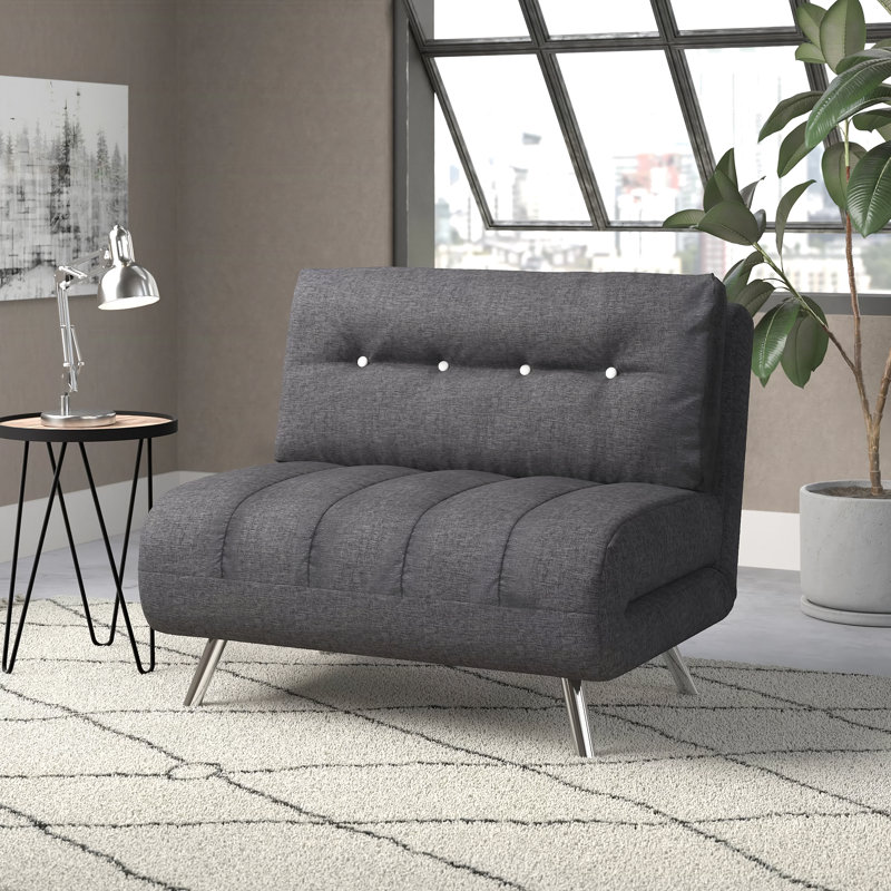 Mikaylin Twin 101cm Faux Leather Convertible Sofa, Pebbled Grey