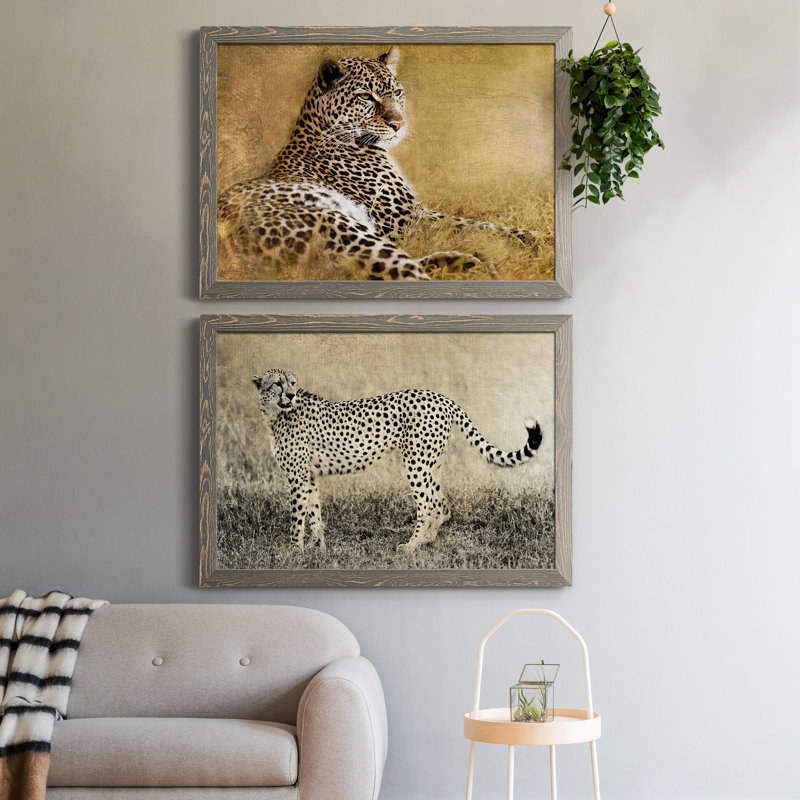 Tall Grass Gold - ensemble de 2 photos sur toile tendues, Encadré gris, H 31 po x l 44 po x P 1 po