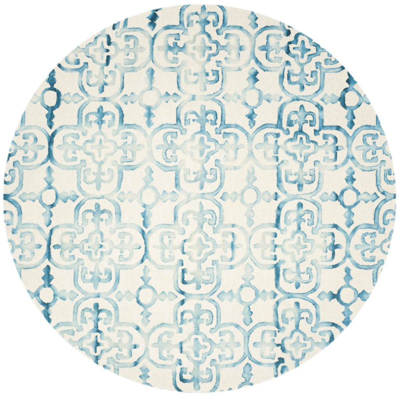 Pimentel Hand Tufted Wool Quatrefoil Rug, Round 7'