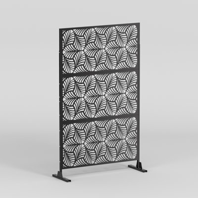 72" Modern Metal Privacy Screen With Palm Style Pattern - Indoor/Outdoor Divider Panel by Haxvin