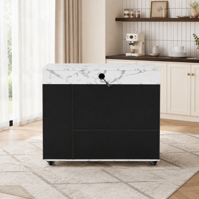 Table de salle à manger extensible avec plateau pliant extra-long, îlot de cuisine roulant avec tiroirs, prise électrique et frein de stationnement, meuble de rangement pour cuisine et salle à manger
