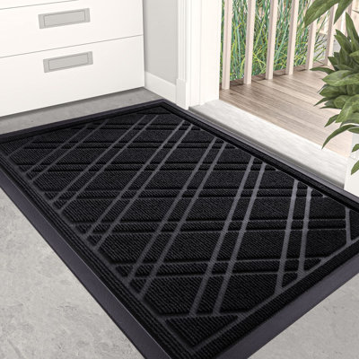 Dhamender Non-Slip Geometric Outdoor Indoor Doormat