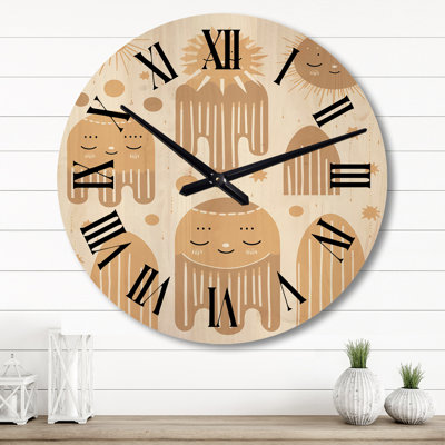 Horloge murale Boho Dreamtime Moon and Clouds III
