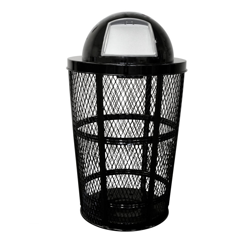 Poubelle en métal avec réceptacle de panier étendu 48 gallons, Noir