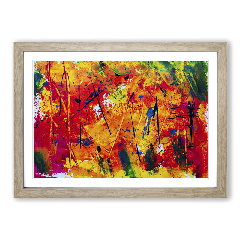 Abstract Art Painting Vol.466 by S.Johnson - Picture Frame Painting Print, Oak Framed, 36cm H x 48cm W x 2cm D