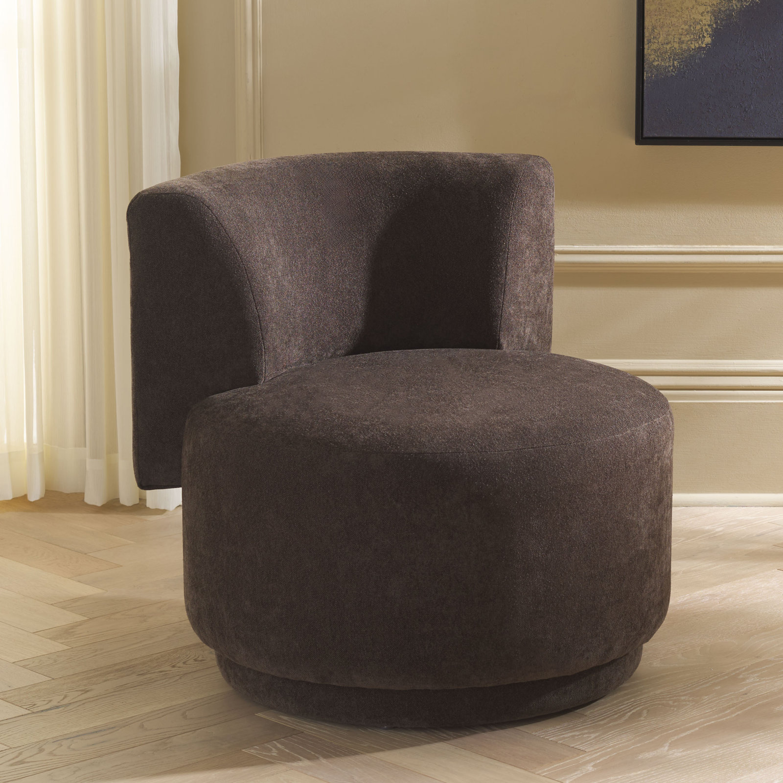 Tatjana Accent Chair, Brown Linen