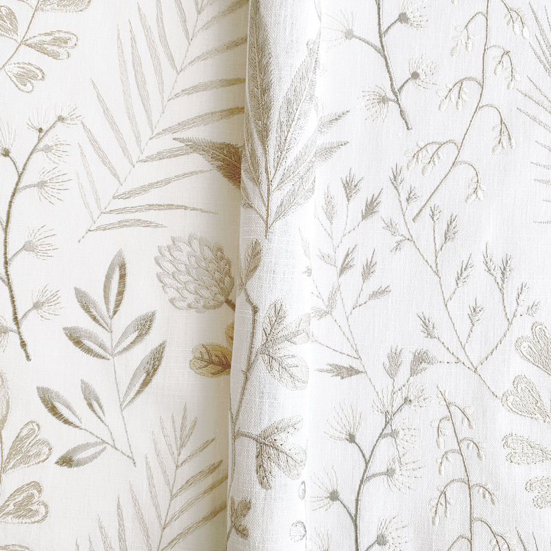 Sussex Tallo Flax Embroidered Fabric