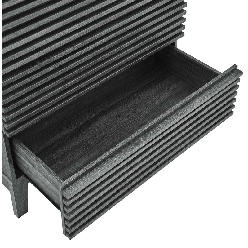 Charcoal Mid-Century 3-Drawer Bachelor's Chest with Tapered Legs