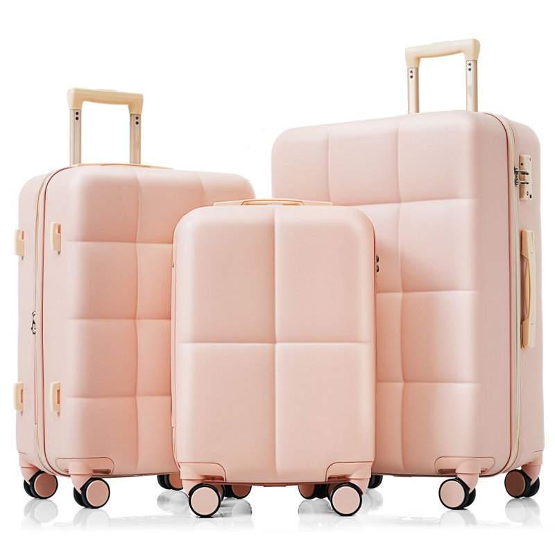 Ensemble de 3 valises, 12" H x 29" W x 20 " D, Pink