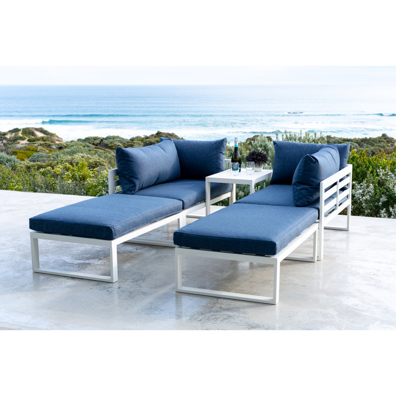 Daeon 2 Seater Conversation Set, Blue, White, White