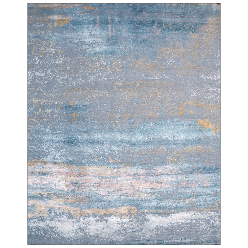 One-of-a-Kind 7'11" x 10' Area Rug in Silver/Blue/Yellow