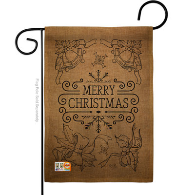 Drapeau de jardin 2 côtés en polyester 1'6,5" x 1'1" merry christmas bells