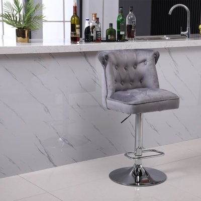 Aquib Swivel Upholstered Velvet Adjustable Height Counter Stool