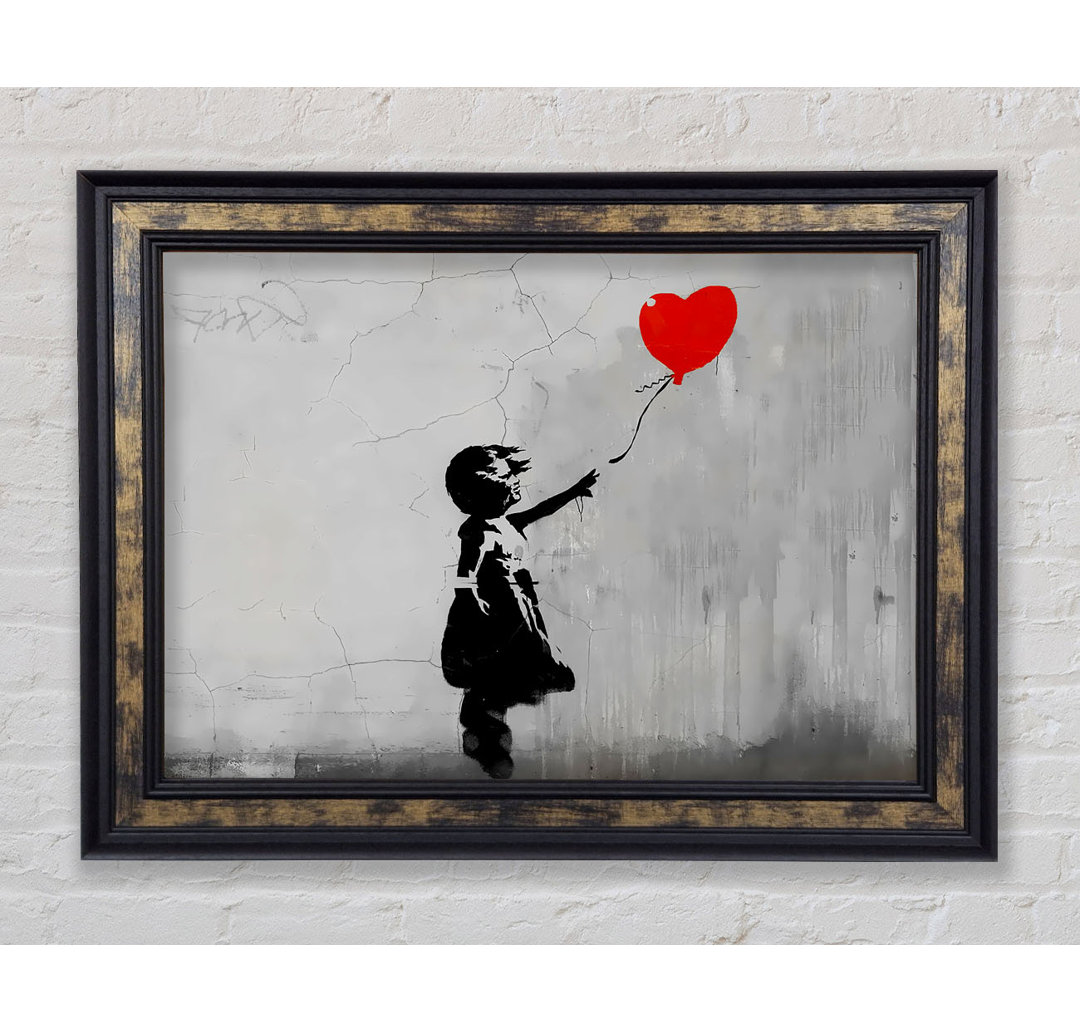 Love Heart Balloon Grey - Einzelner Bilderrahmen Kunstdrucke