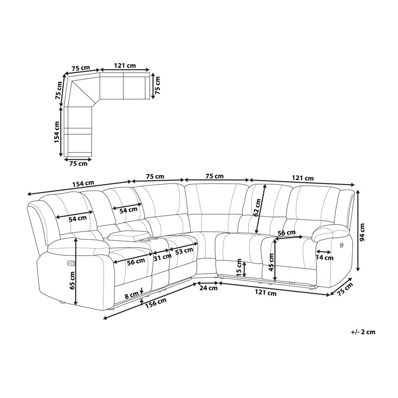 Bertraud 5 Seater Electric Reclining Sectional