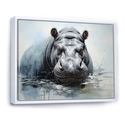 Minimalisme gris hippopotame sur toile