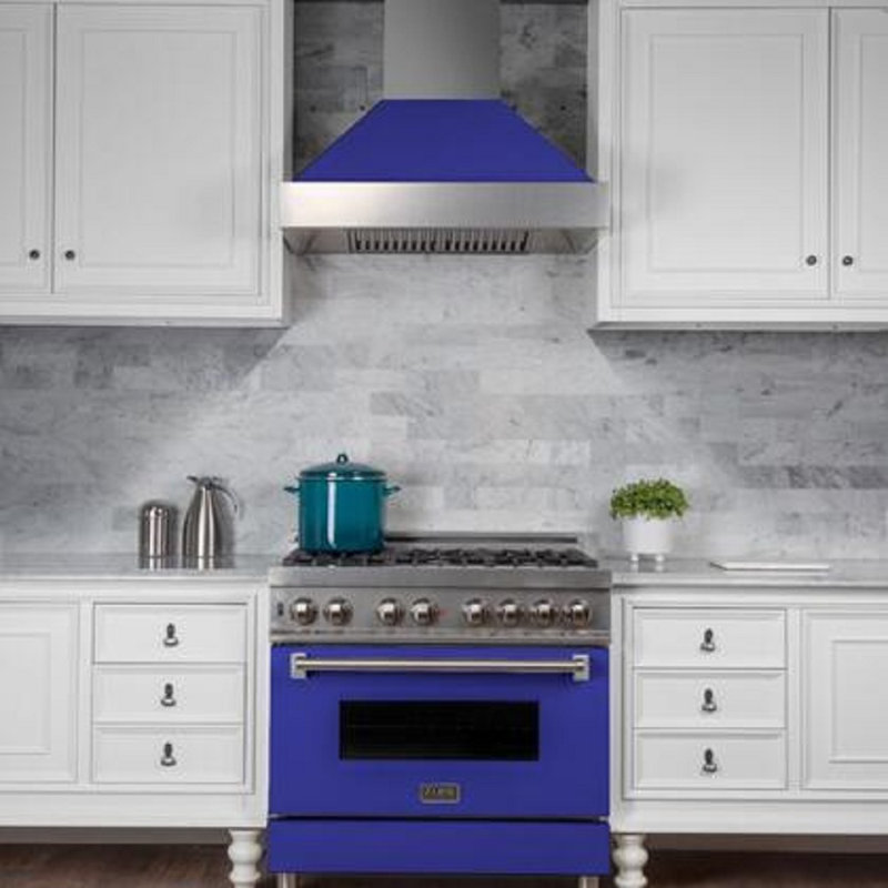 48" Fingerprint Resistant Stainless Steel Range Hood with Fingerprint Resistant Shell (8654SN-48), Blue Matte