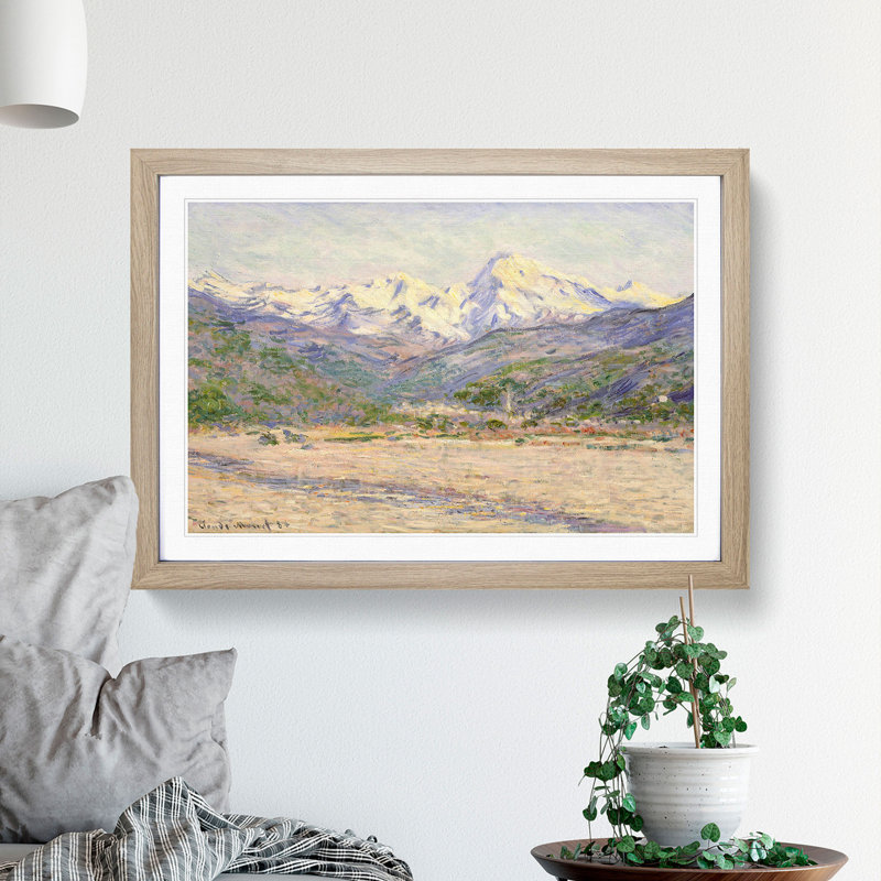 The Valley of the Nervia by Claude Monet - Picture Frame Painting, 27cm H x 36cm W x 2cm D, Oak Framed