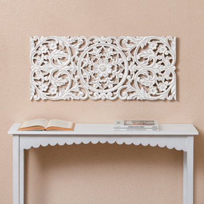JFY Designs Wall Medallion - Wooden Wall Decor, Hand Carved & Embossed Decorative Wall Sculpture, Boho Farmhouse Wall Art, Perfect for Home, Office or any Living Space