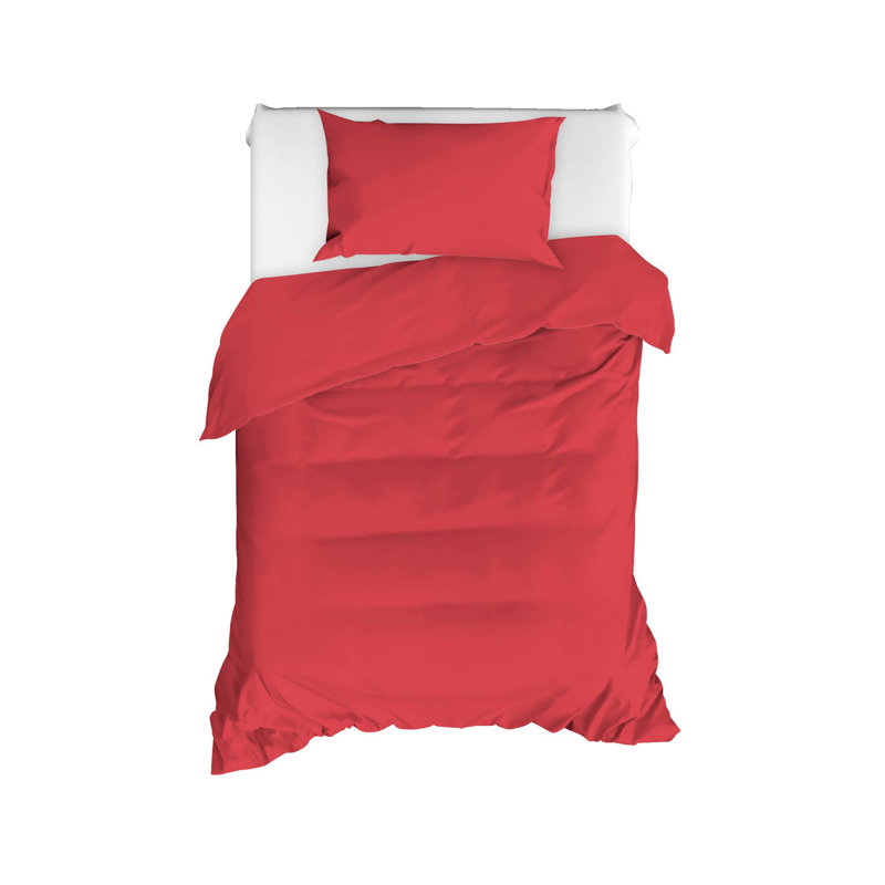 Ensemble de housse de couette 100% coton, Housse de couette 63 "x 87" + 1 taie d'oreiller st, Rouge