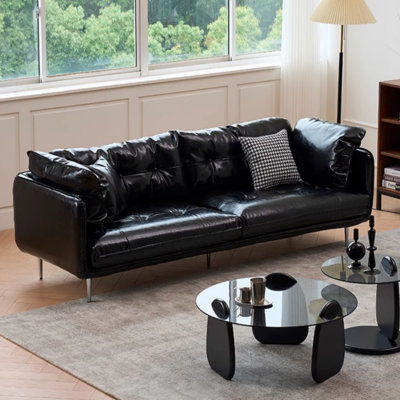 Minimalist Luxury Modern Retro Black Sofa