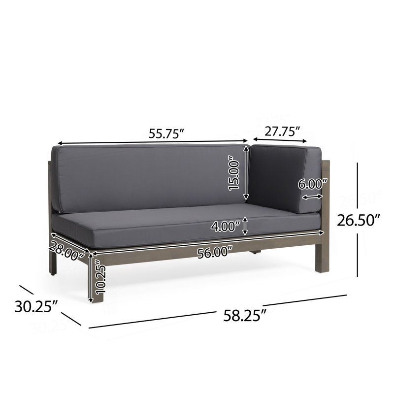 Patio X-Back Left Corner Bench Of Set 2, Gray, Gray