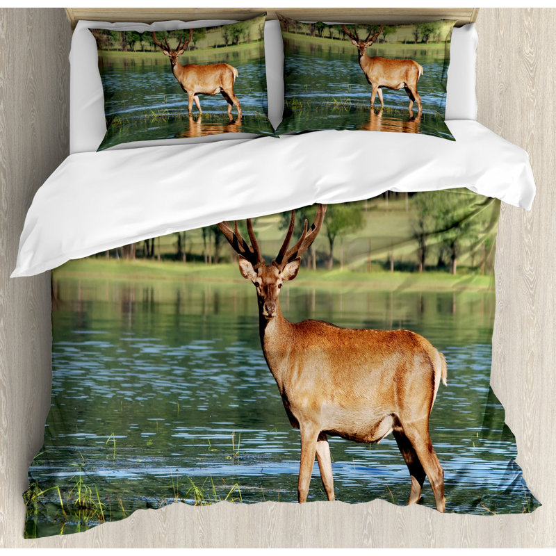 Rustic Polyester Duvet Cover, Queen Duvet Cover + 2 Standard Shams