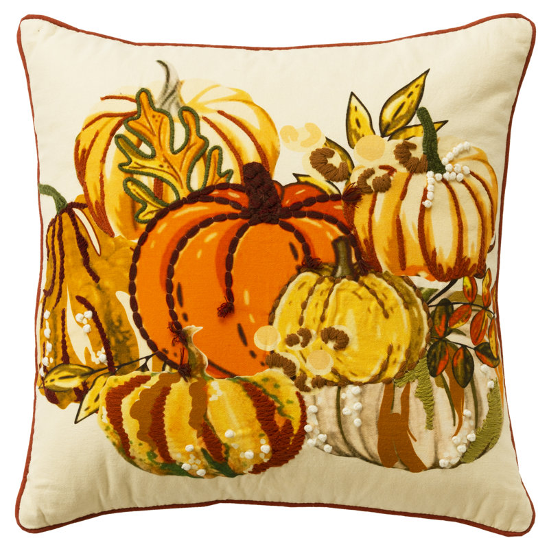Embroidered Cotton Throw Pillow