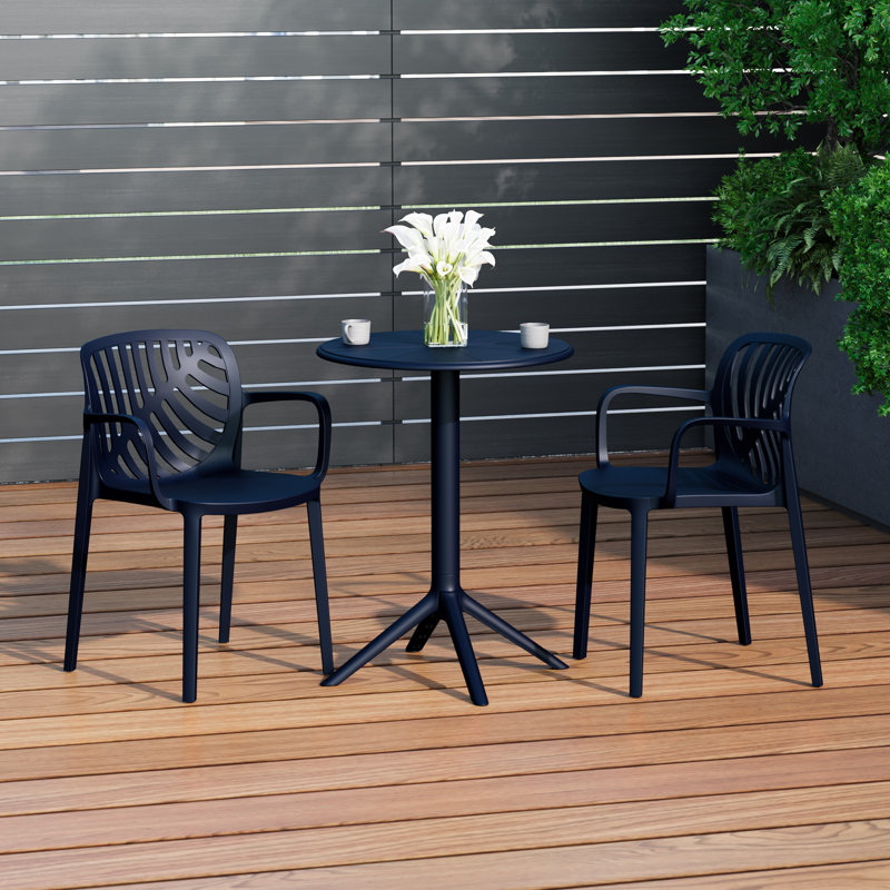 2-Person Outdoor Round Dining Set, Navy