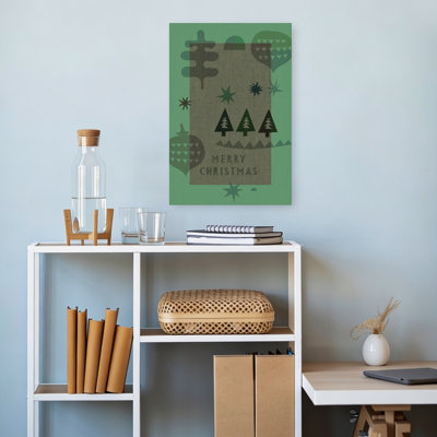 Reproduction d'art mural rétro de sapins de Noël vert abstrait et minimaliste moderne