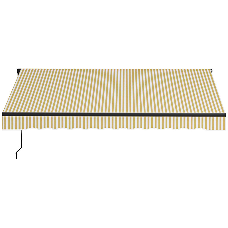 Auvent rétractable Outsunny, abri de terrasse pour auvent avec poignée à manivelle, tissu résistant aux rayons UV et cadre en aluminium, balcon, cour et