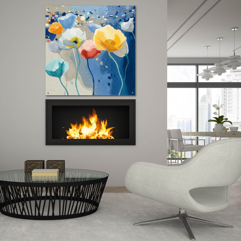 «Bleusy» par Shirley Novak, art mural en verre acrylique, H 36 po x l 36 po x P 0,2 po