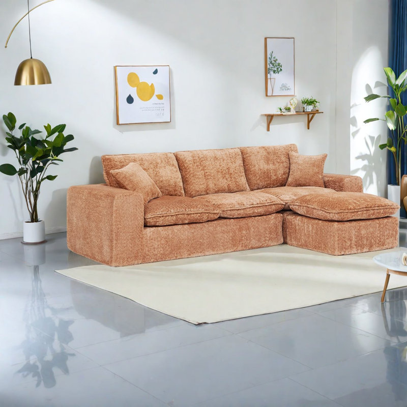 Spacieux canapé modulaire moderne avec méridienne réversible et élégance de salon