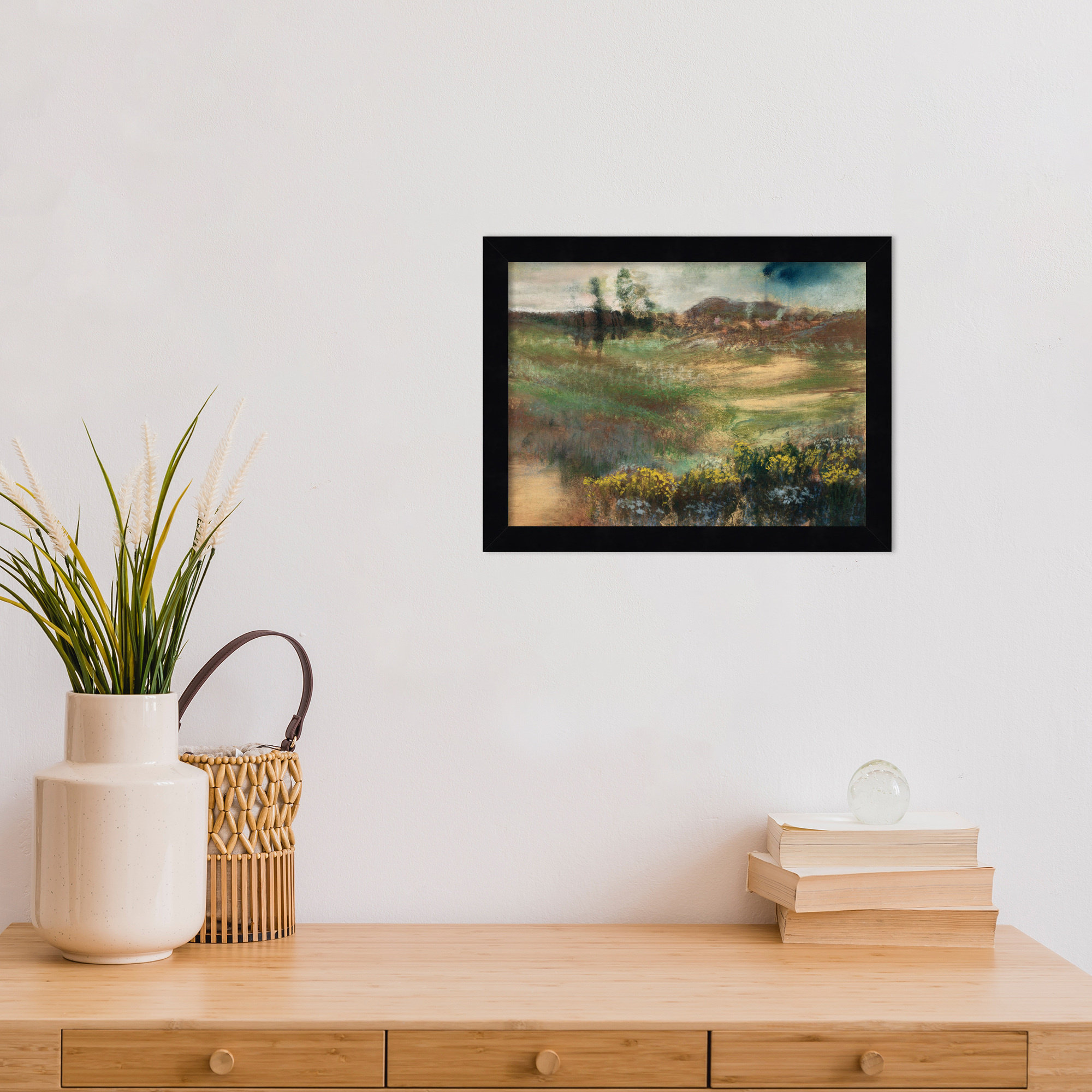 Edgar Degas's Landscape With Smokestacks 1890 by The Art Institute Of Chicago, Black Framed, 10" H x 13" W