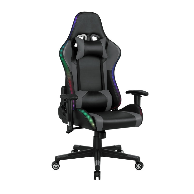 Fauteuil de jeu RVB à DEL, Gris / noir