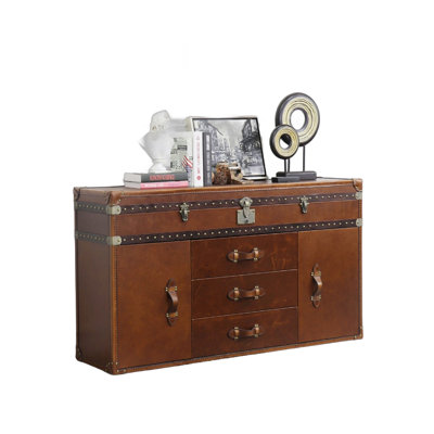 Retro Sideboard With Leather Finish End Table