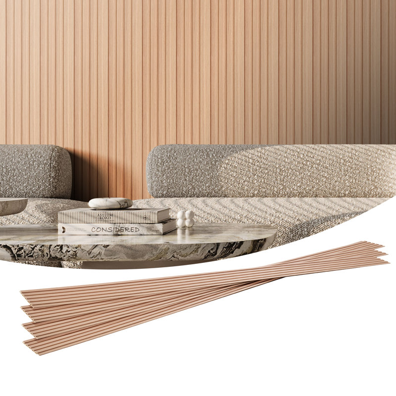 Panneaux de lattes en bois 8 pièces 96 x 6 pouces pour mur moderne, Naturel