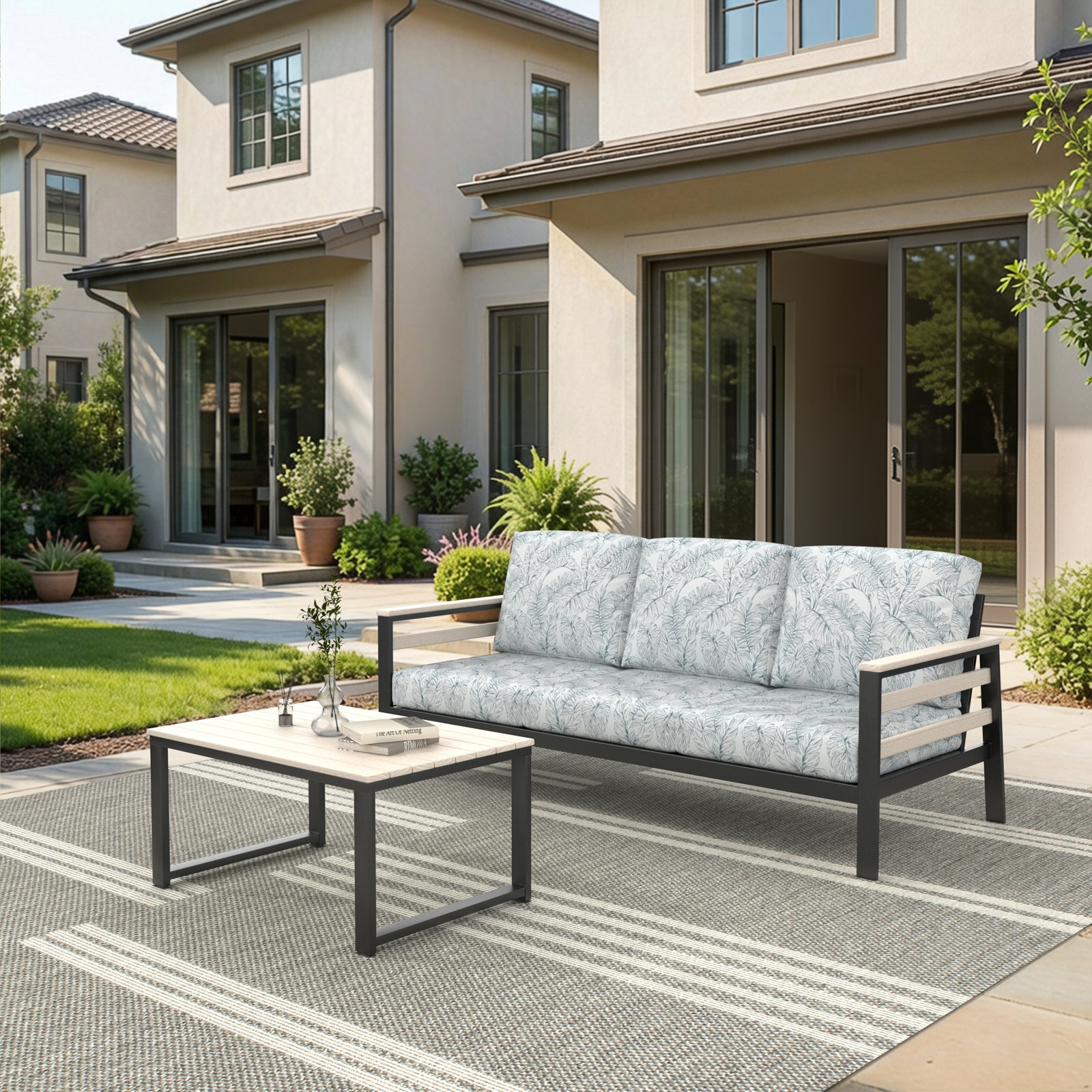Townsend 80" Sunbrella® Patio Sofa, Sunbrella® Calm Laurel, Seashell